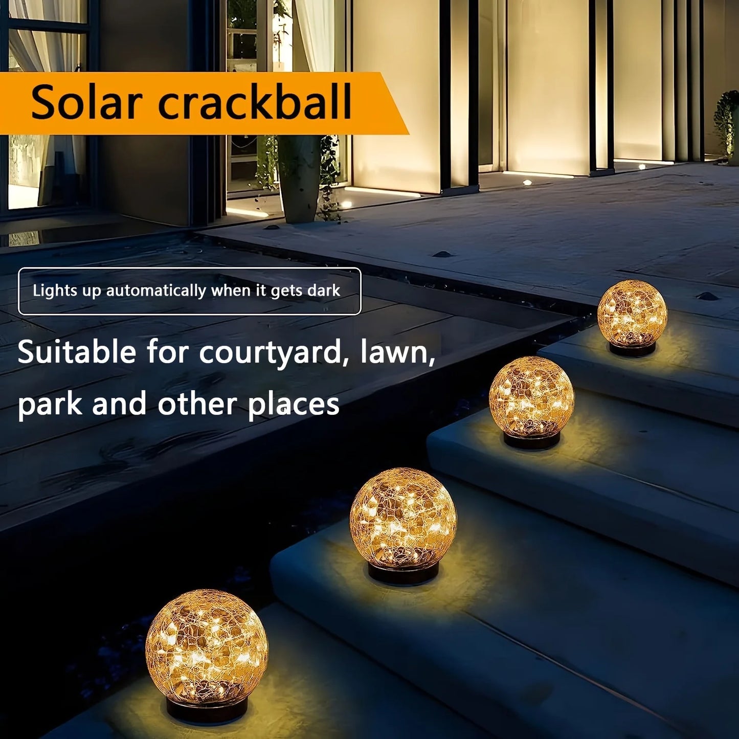 Glass Solar Ball Lights - Outdoor Floor Lights, Warm Glow, Perfect for Roads, Gardens and Outdoor Decorations