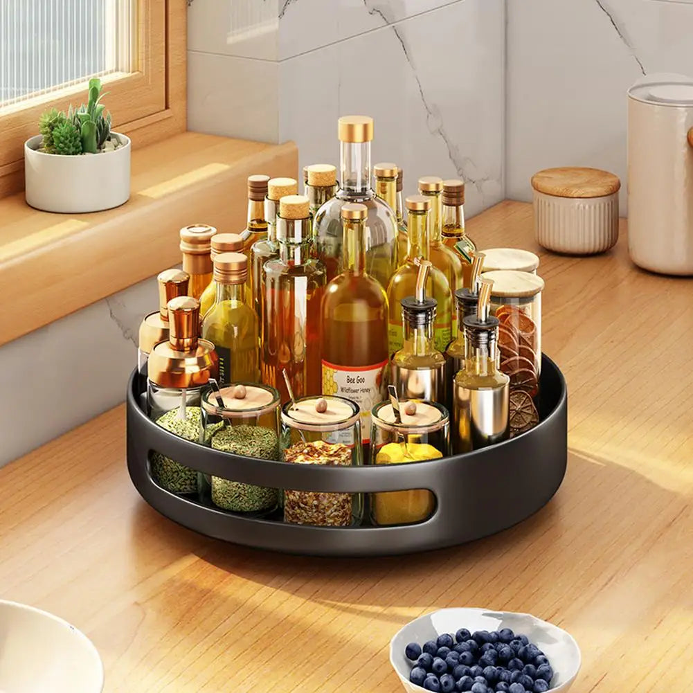 Rotating Spice Rack, Metal Turntable Organizer for Cabinet Kitchen