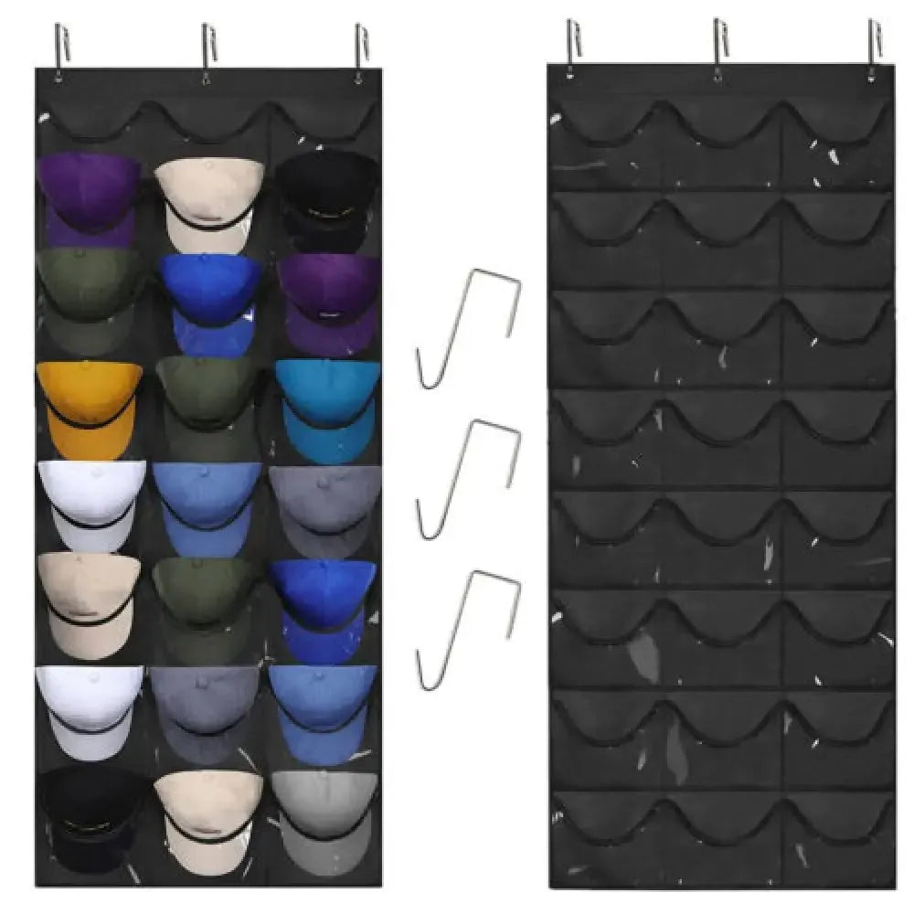 24 Hat Rack Organizer Baseball Holder Deep Storage Pockets Door hanger