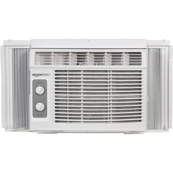 Basics Window Mounted Air Conditioner with Mechanical Control Cools 150 Square Feet, Unit, White