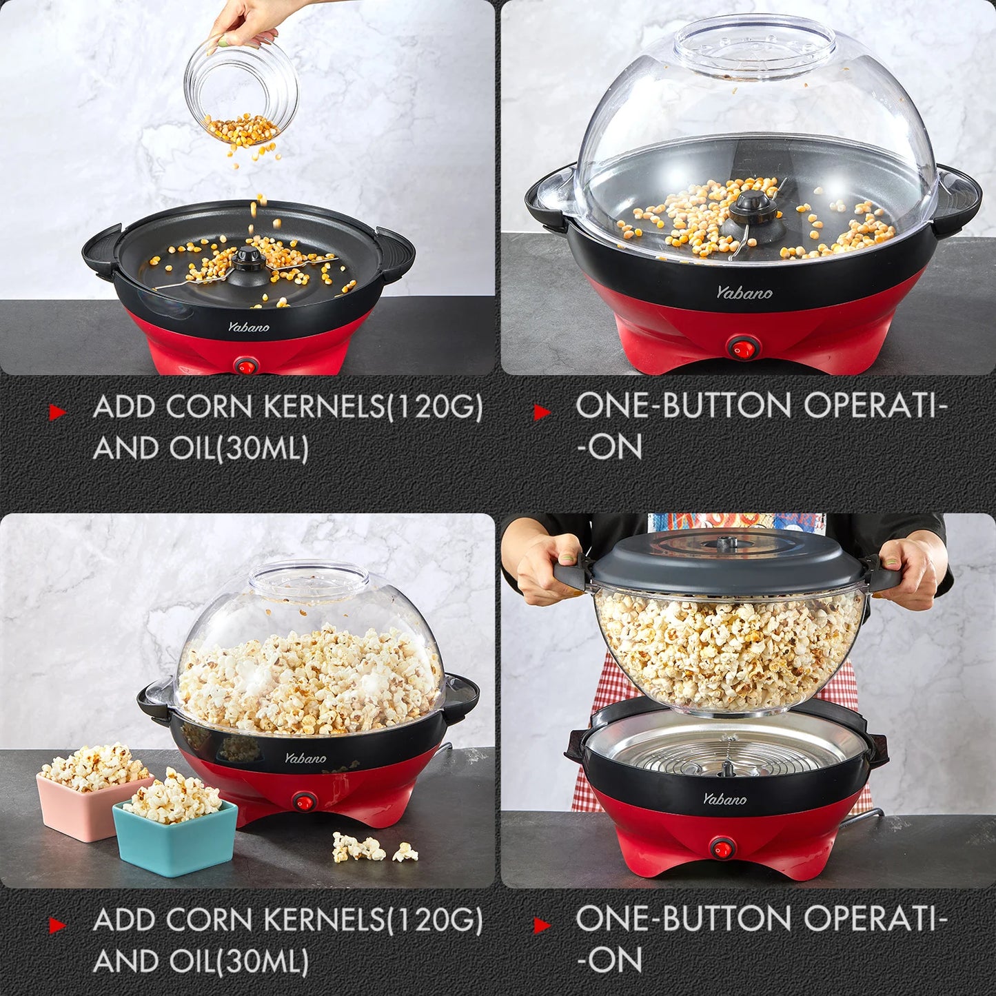 Popcorn Machine, 6-Quart Popcorn Popper maker, Nonstick Cool Touch Handles