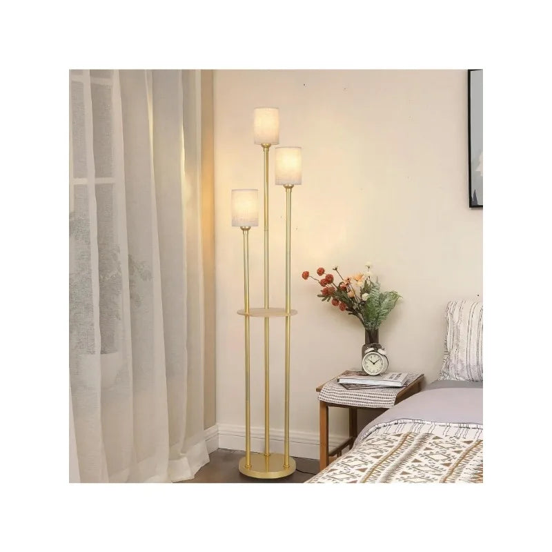 Modern Floor Lamps 3-Lights Standing Lamp with Linen Shade and Foot Switch