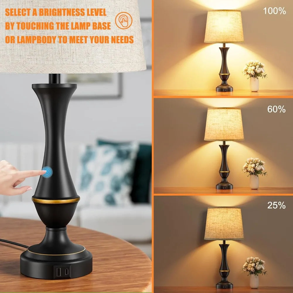 Upgraded Touch Lamps for Bedrooms Set of 2