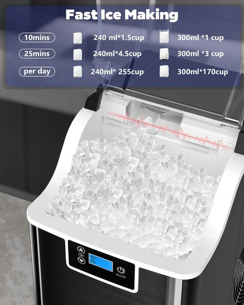 45lbs/Day, Ice Maker Crushed Ice,24H Timer,3.3 Pounds Basket