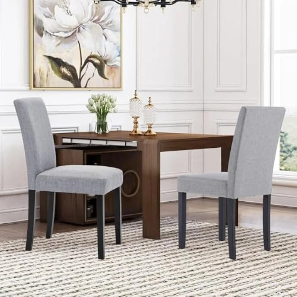 Dining Chairs Set of 2, Luxury Upholstered Fabric Kitchen Chairs Solid Wood Legs