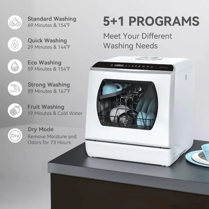 Portable Countertop Dishwasher, 5 Washing Programs With 5-Liter Built-in Water Tank