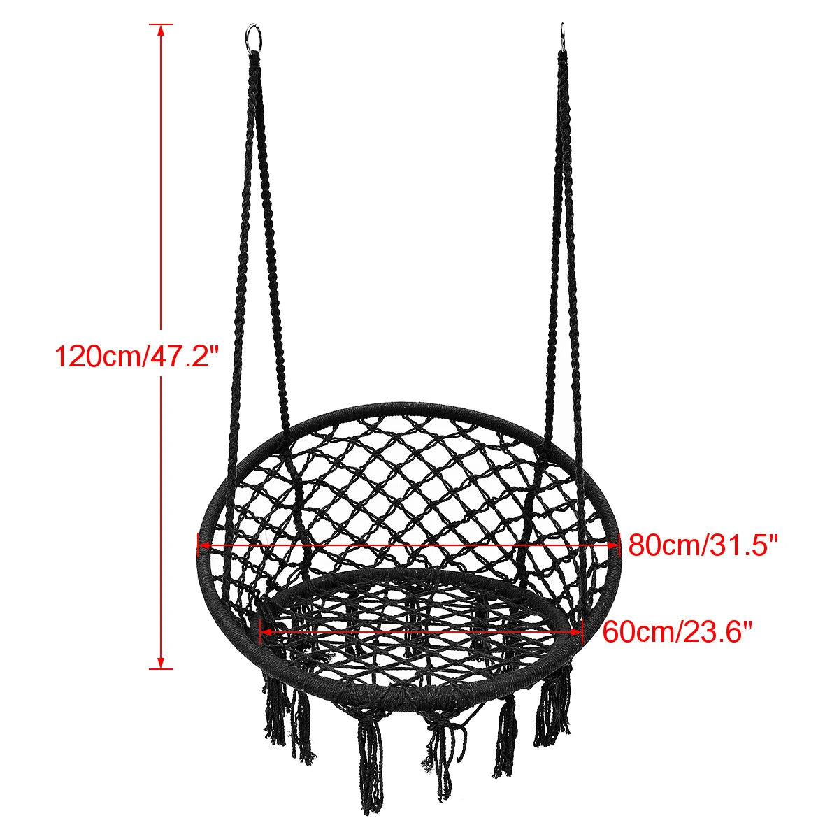 150KG Hammock Hanging Swing Chair Durable Knitted Macrame Swing Chair with Tassels Max 330 Lbs 2 Ways to Hang for Bedroom Garden