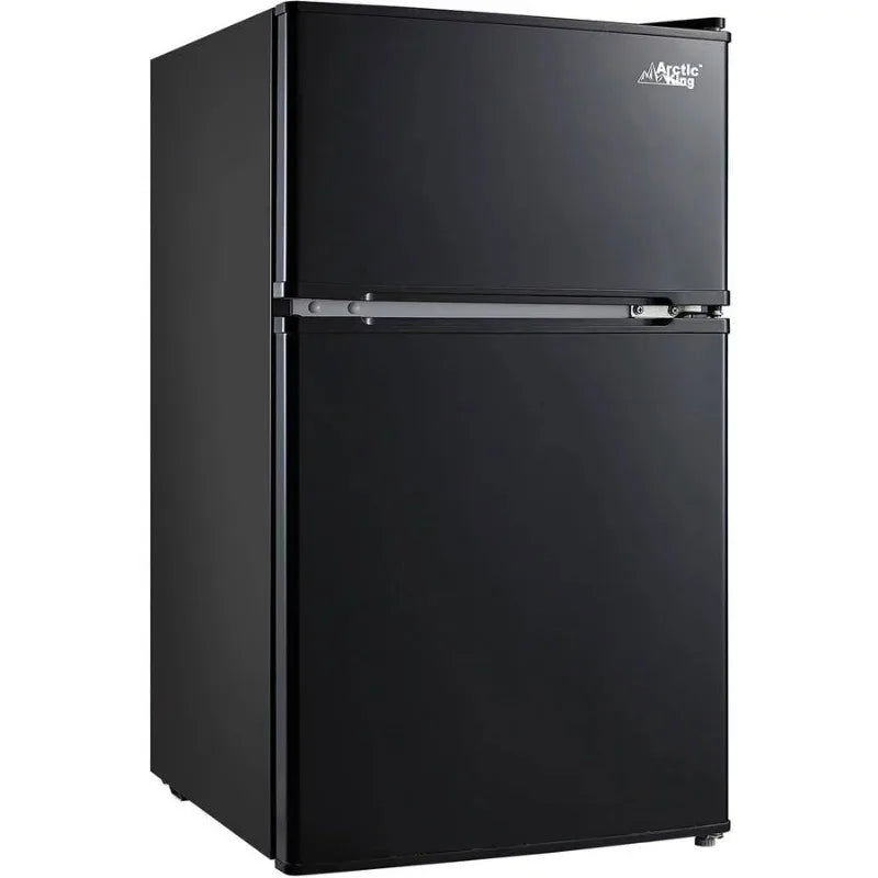 3.2 Cu Feet Two Door Mini Fridge with Freezer, Black