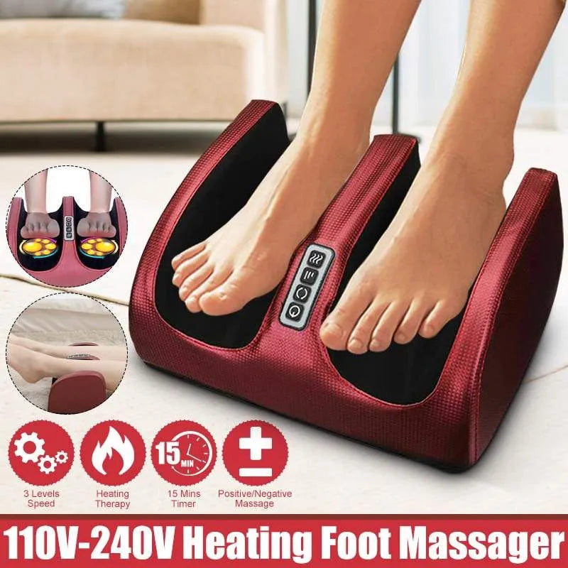 Electric Foot Massager Heating Therapy Hot Compression Roller Muscle Relaxation Pain Relief Foot Spa Machine