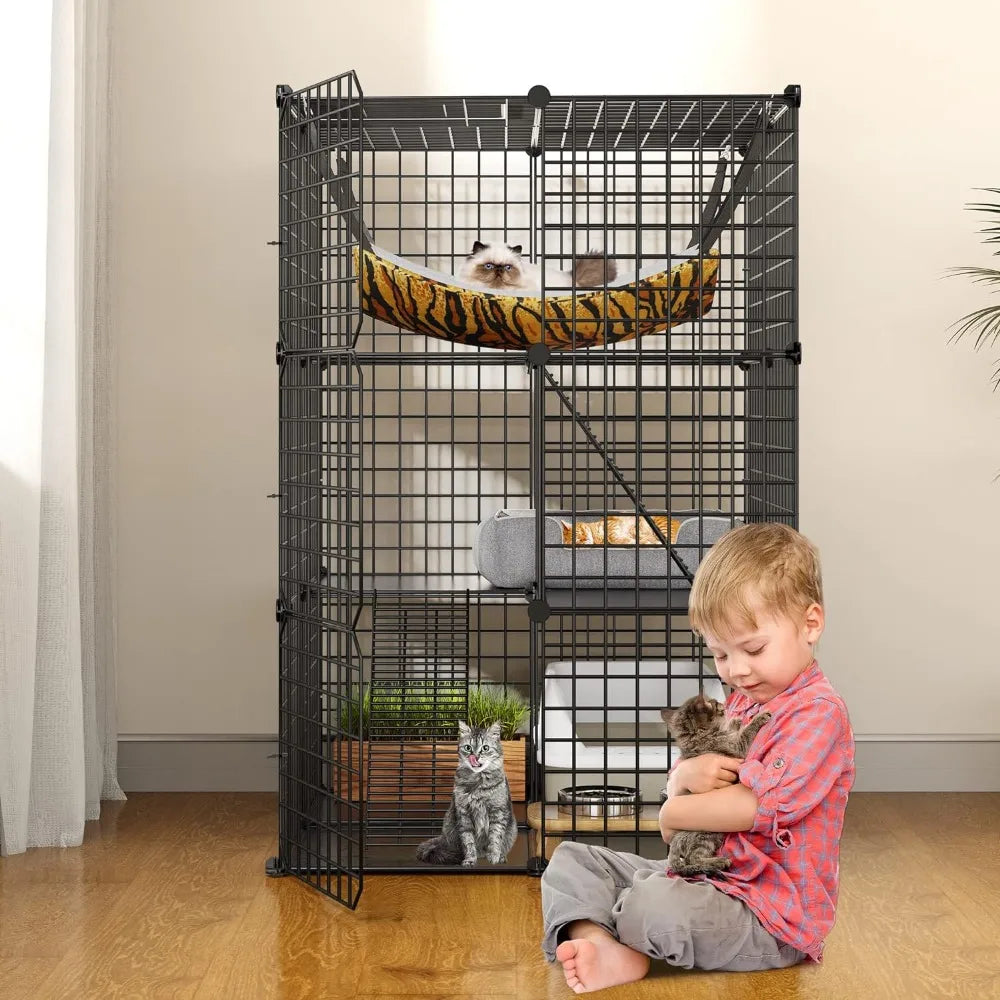 4-Tier Indoor Cat Enclosure with Hammock for 1-3 Cats