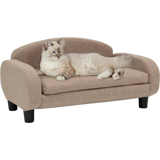 Modern Pet Sofa Wide Low Back Lounging Bed with Removable Mattress Cover