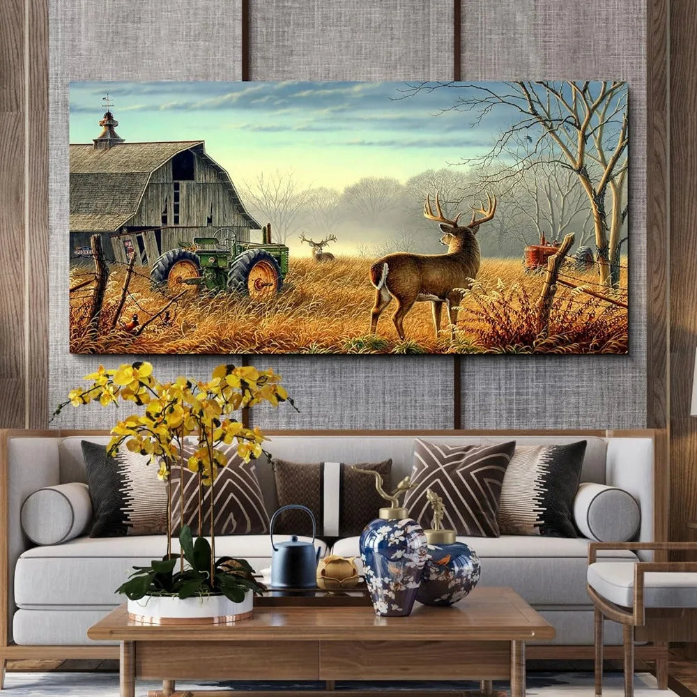 Rustic Wildlife Lodge Hunting Picture Glass Surface Artwork