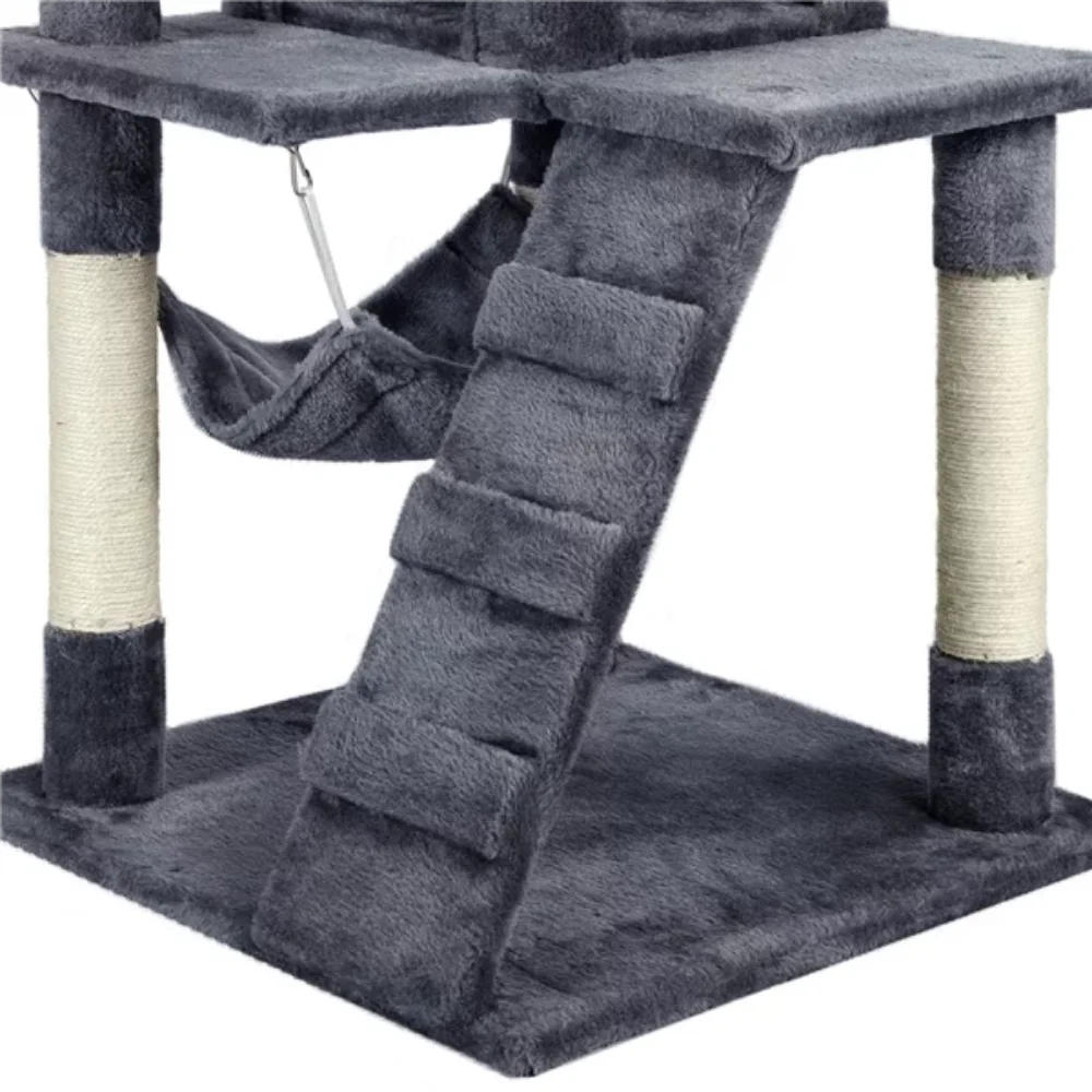 Cat Tree with Hammock and Scratching Post Tower, Dark Gray