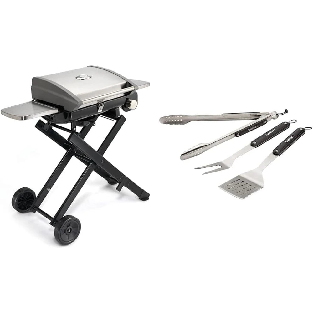 BBQ Grill Roll-Away Gas Grill Stainless Steel