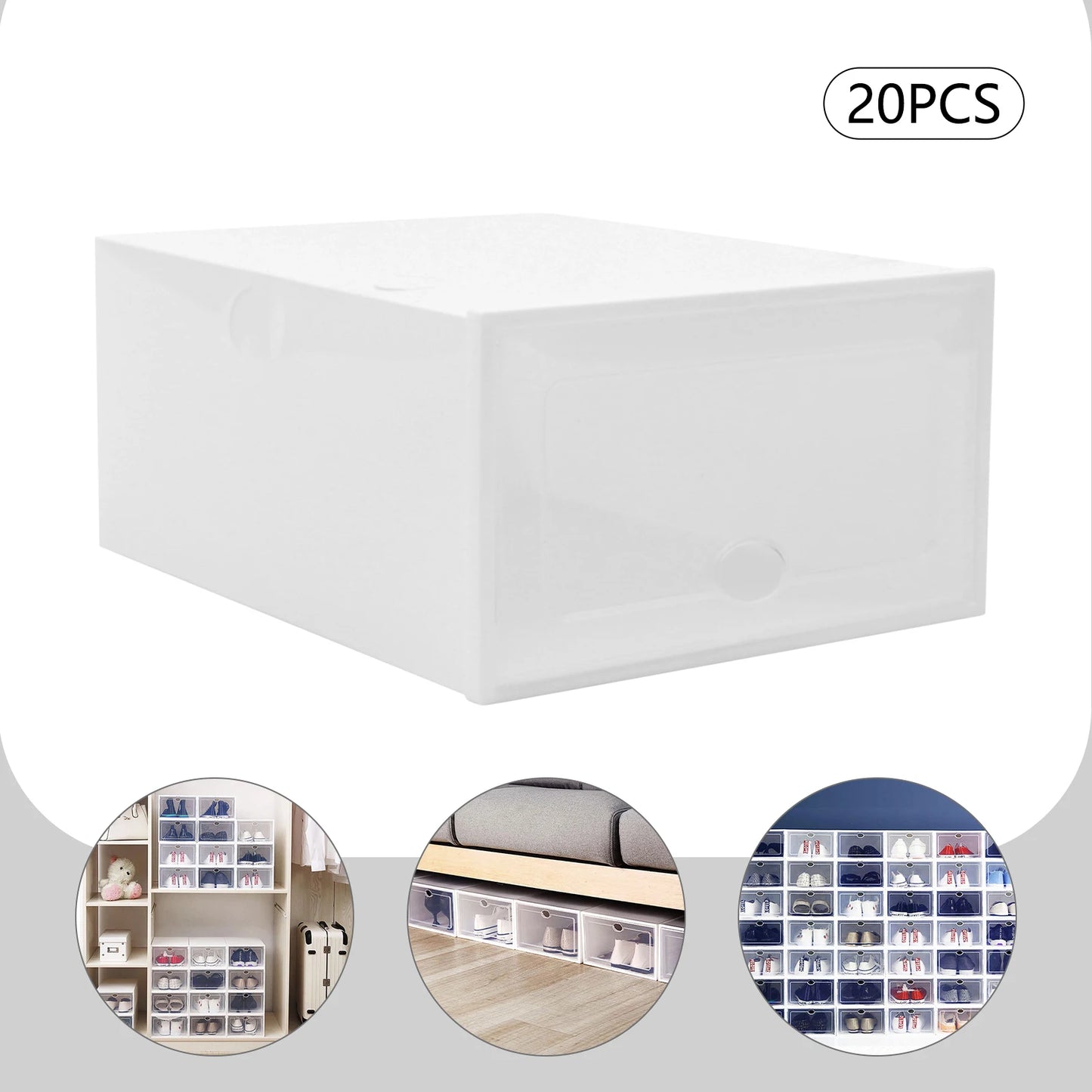 20PCS Stackable Shoe Storage Box Durable Plastic