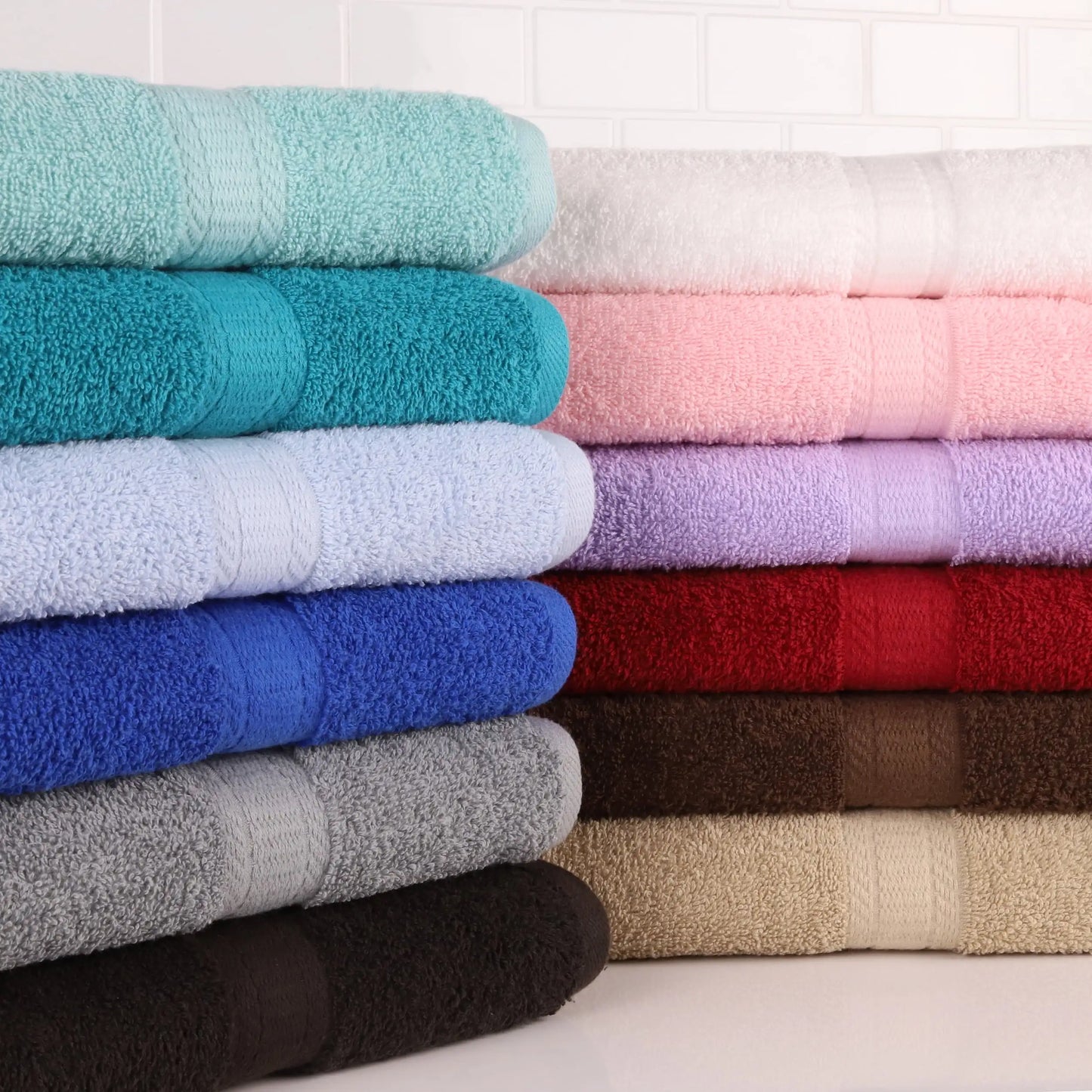 Solid 6/10/18-Piece Cotton Textured Bathroom Towel Sets