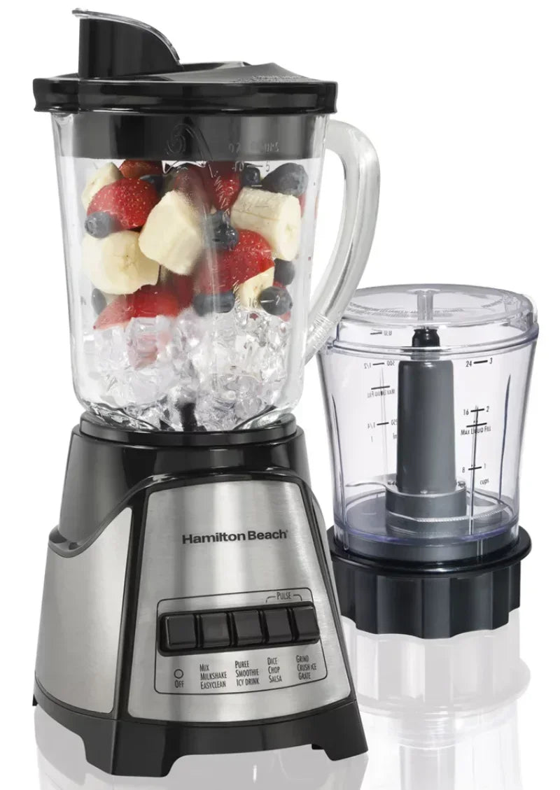 Multi-Function Blender with Mess Free 40 oz. Glass Jar and 3-Cup Chopper, 700 W Mini Food Processor