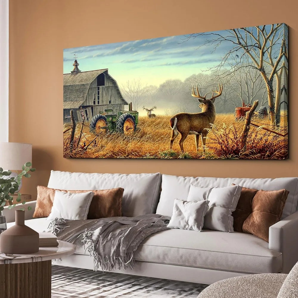 Rustic Wildlife Lodge Hunting Picture Glass Surface Artwork