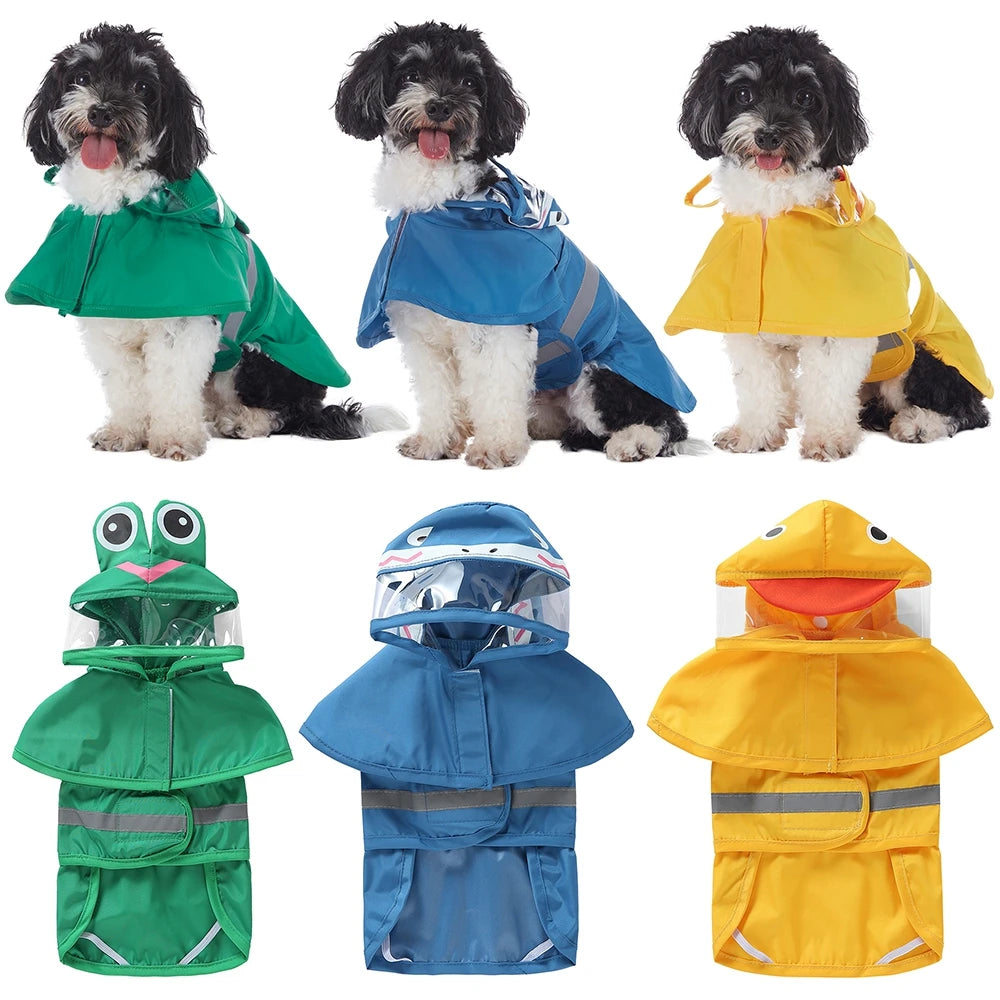 Fashionable Reflective Cute Animal Raincoat for Big Dogs