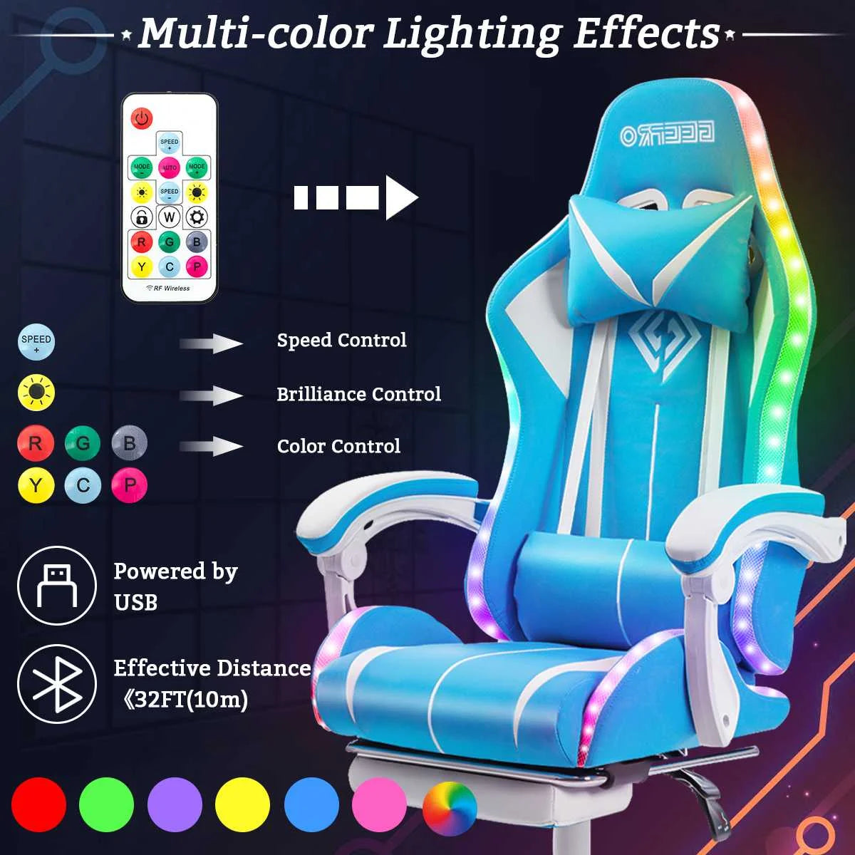 High Quality Gaming Light Gamer Computer Ergonomic Chair 2 Point Massage Gamer Chair