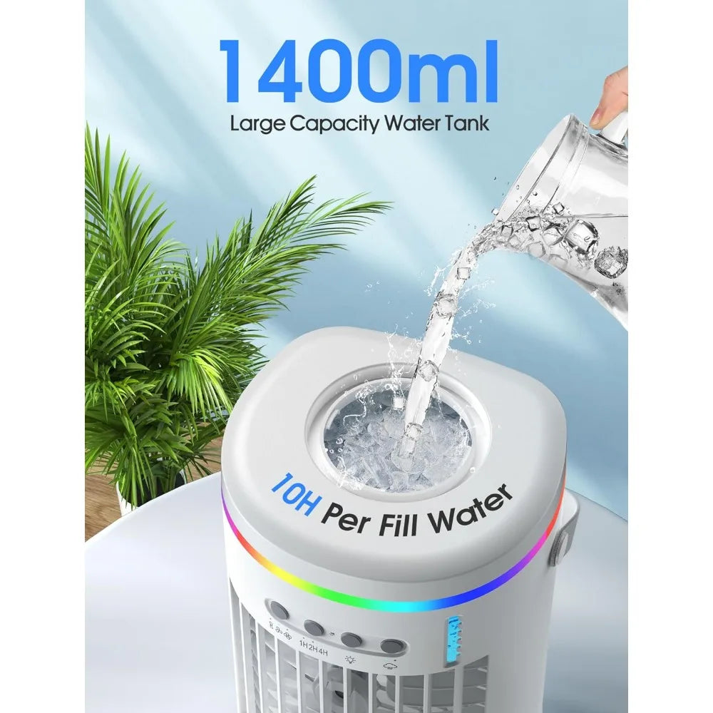 Evaporative Mini Air Conditioner, 3 Speeds, Portable with Humidifier