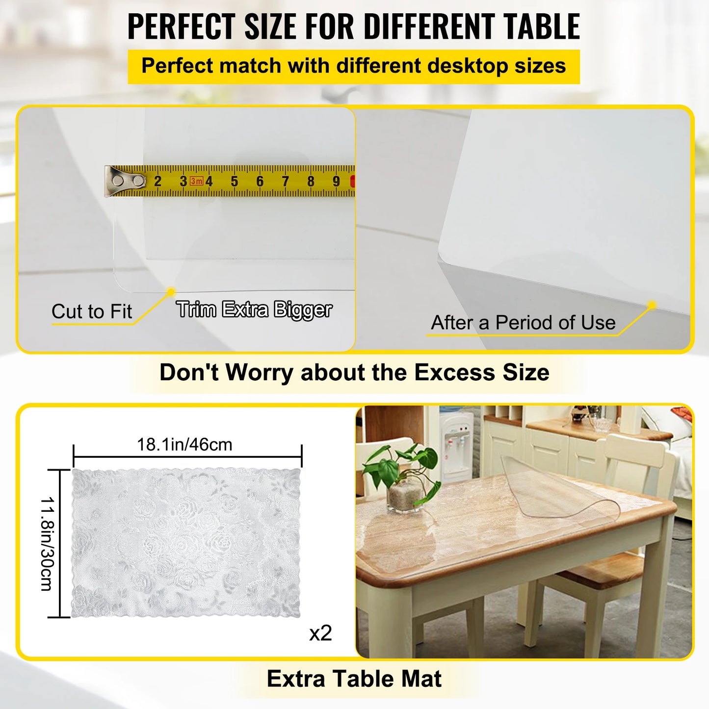 Transparent Clear Desk Cover Protector Plastic Soft Glass Waterproof Oilproof for Dining Table