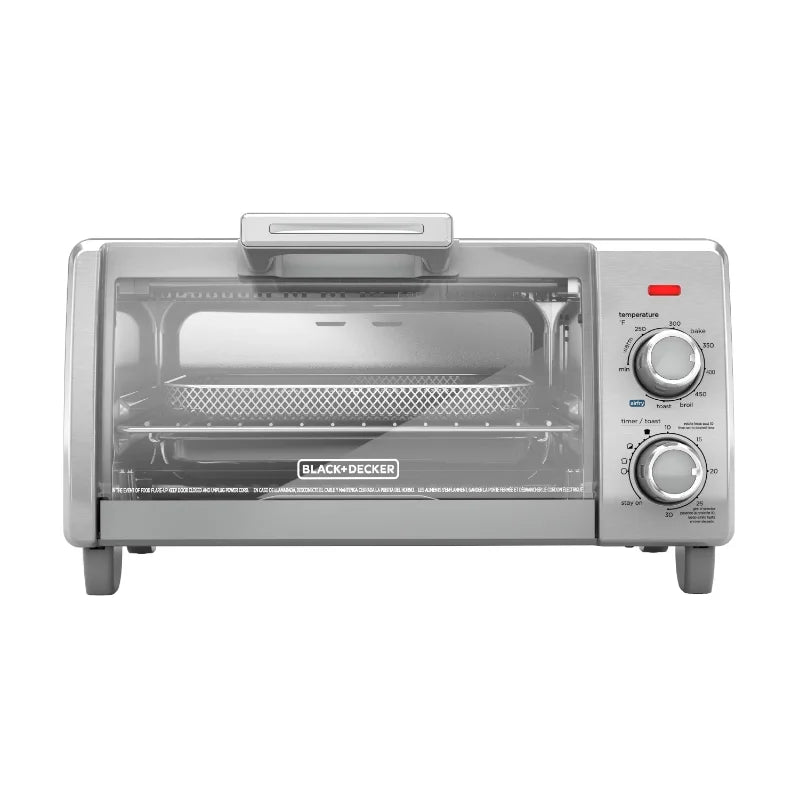 Air Fry 4-Slice Toaster Oven, Silver & Black