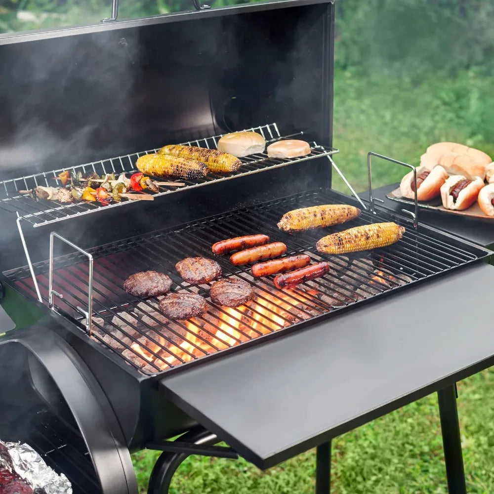 30" BBQ Charcoal Grill and Offset Smoker 811 Square Inch cooking surface, Adjustable Pan, Temperature Monitor