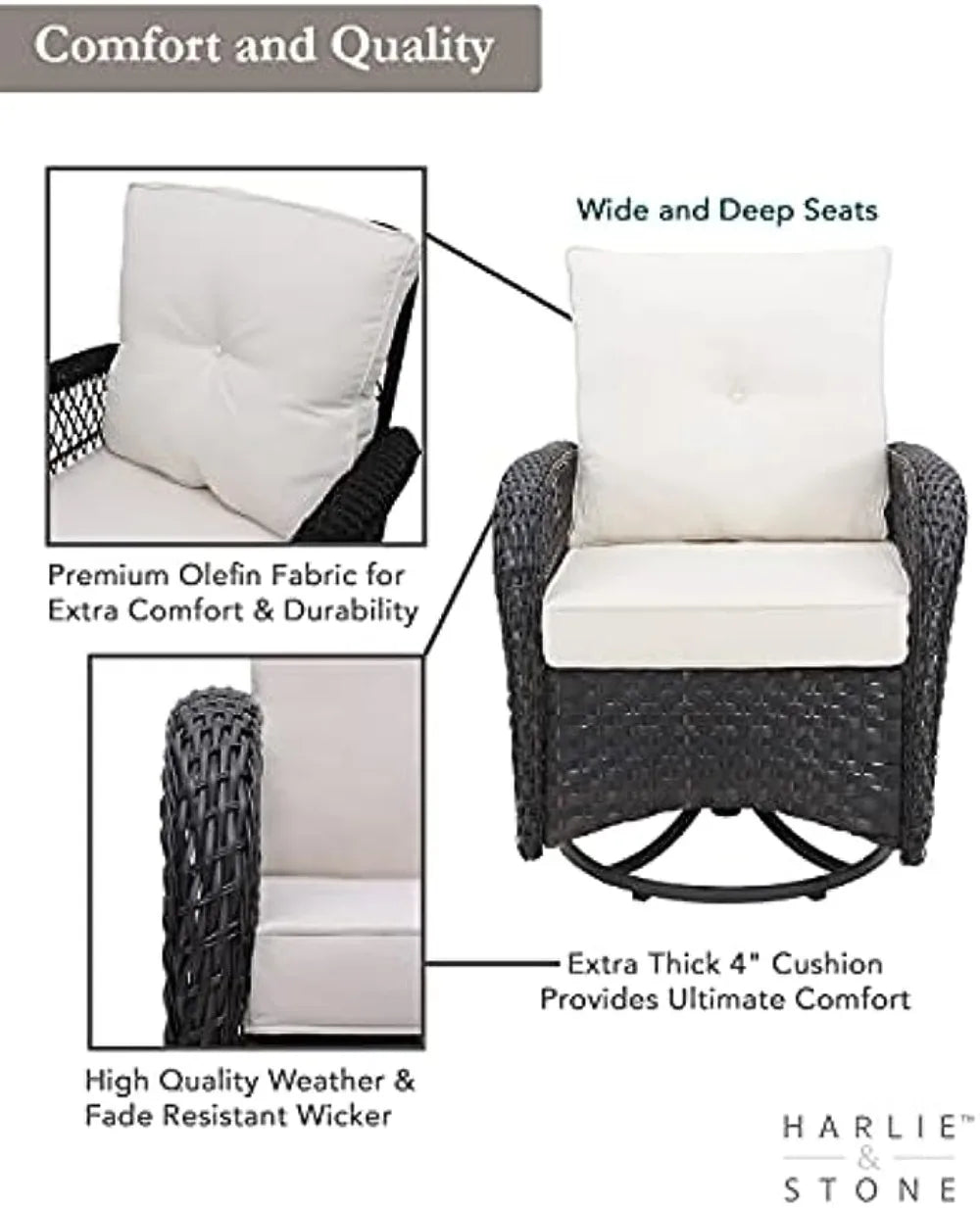 Swivel Rocker Patio Chairs Set of 2 and Matching Side Table