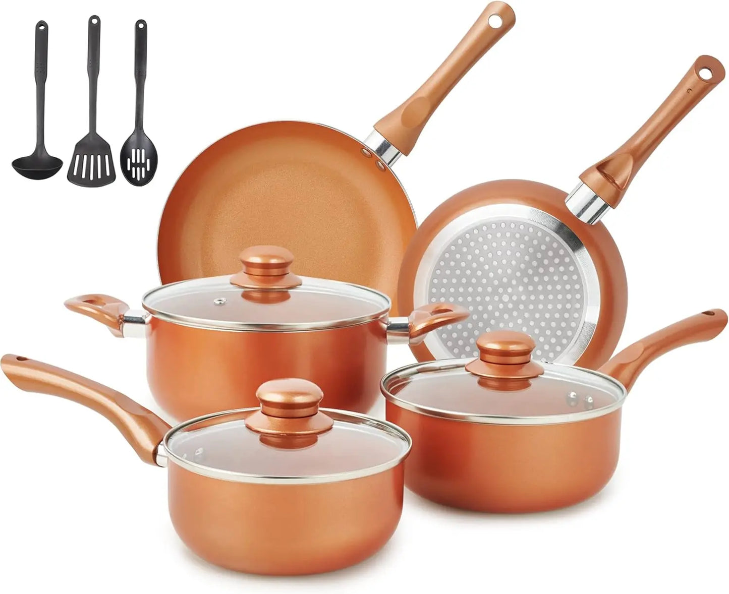 11 Piece Die-Cast Cookware Sets with Frying Pan, Saucepan, Stockpot, Stay Cool Handle