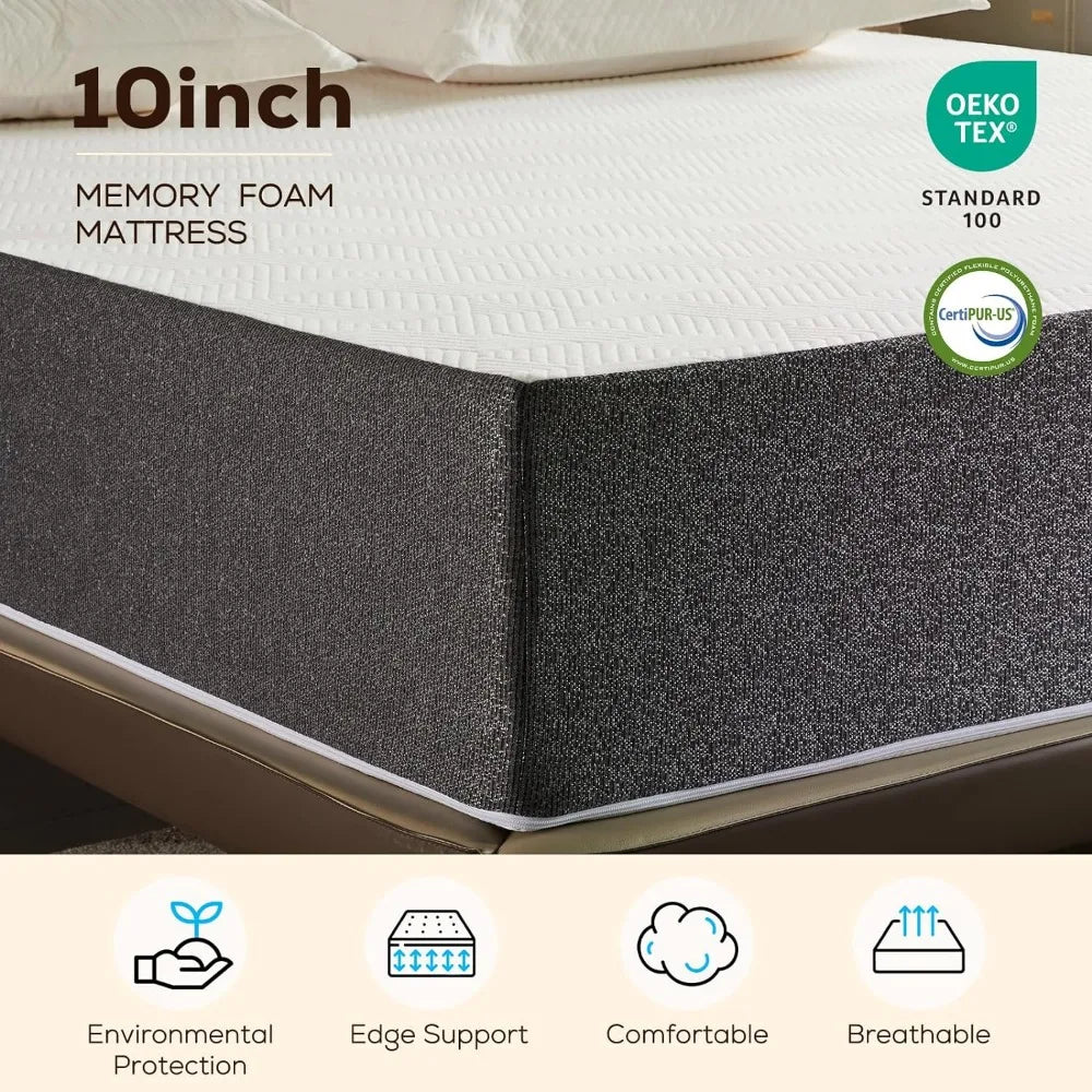 10 Inch Queen Mattress Gel Memory Foam Mattress in a Box