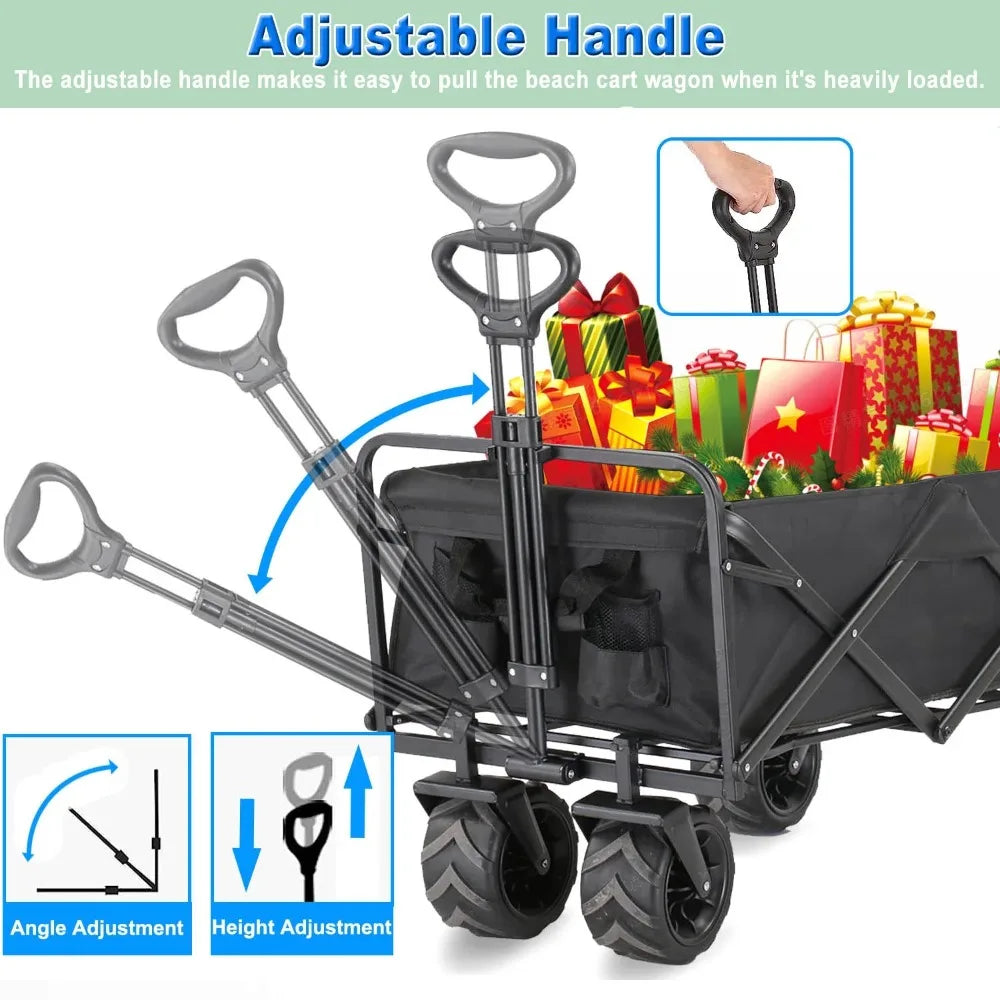 Heavy Duty Wagon Foldable with Aluminum Table Plate and Extra Pocket / Storage Bag