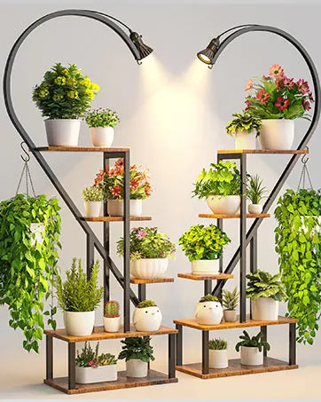 Stand Indoor with Grow Lights, 6-Tiered Tall Plant Shelf, 63"