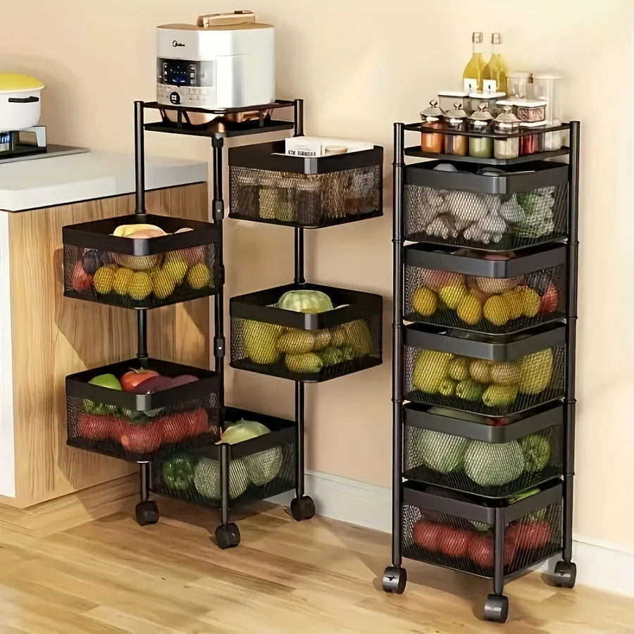 Rotating Kitchen storage rack on Wheels