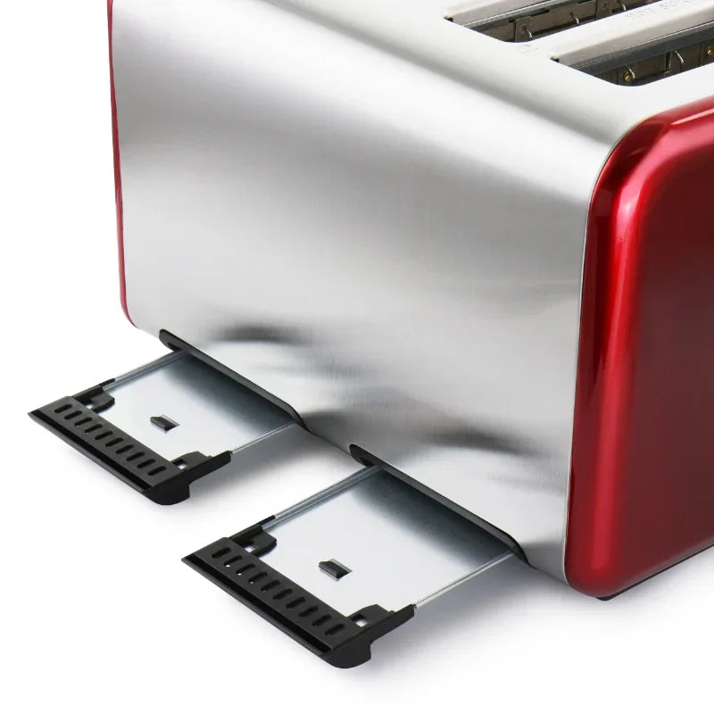 4 Slice Toaster In Stainless Steel Red