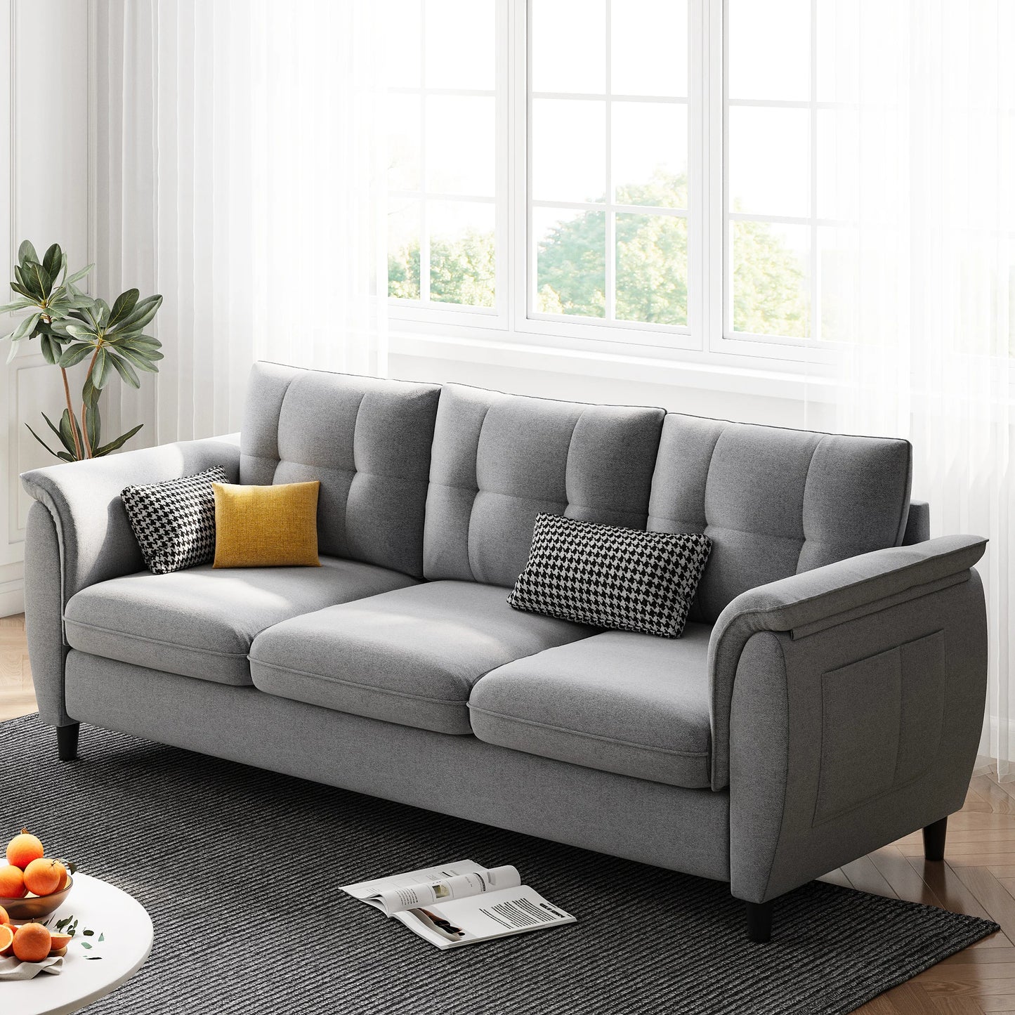 Comfy Lounge Couches with 3-Seater Extra Deep Seats, Modern