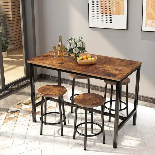 Counter Height Pub Table with 4 Chairs Table Set