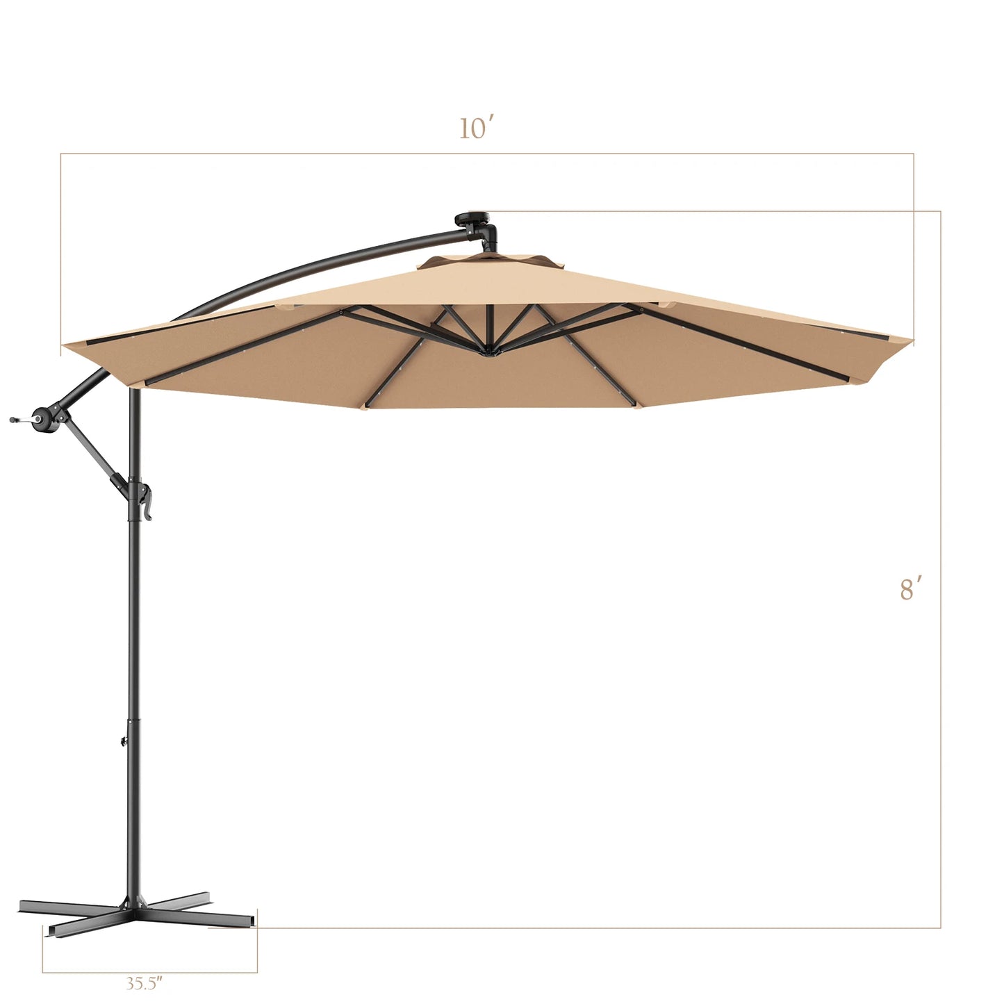 10' Hanging Solar powered LED light Umbrella W/Base