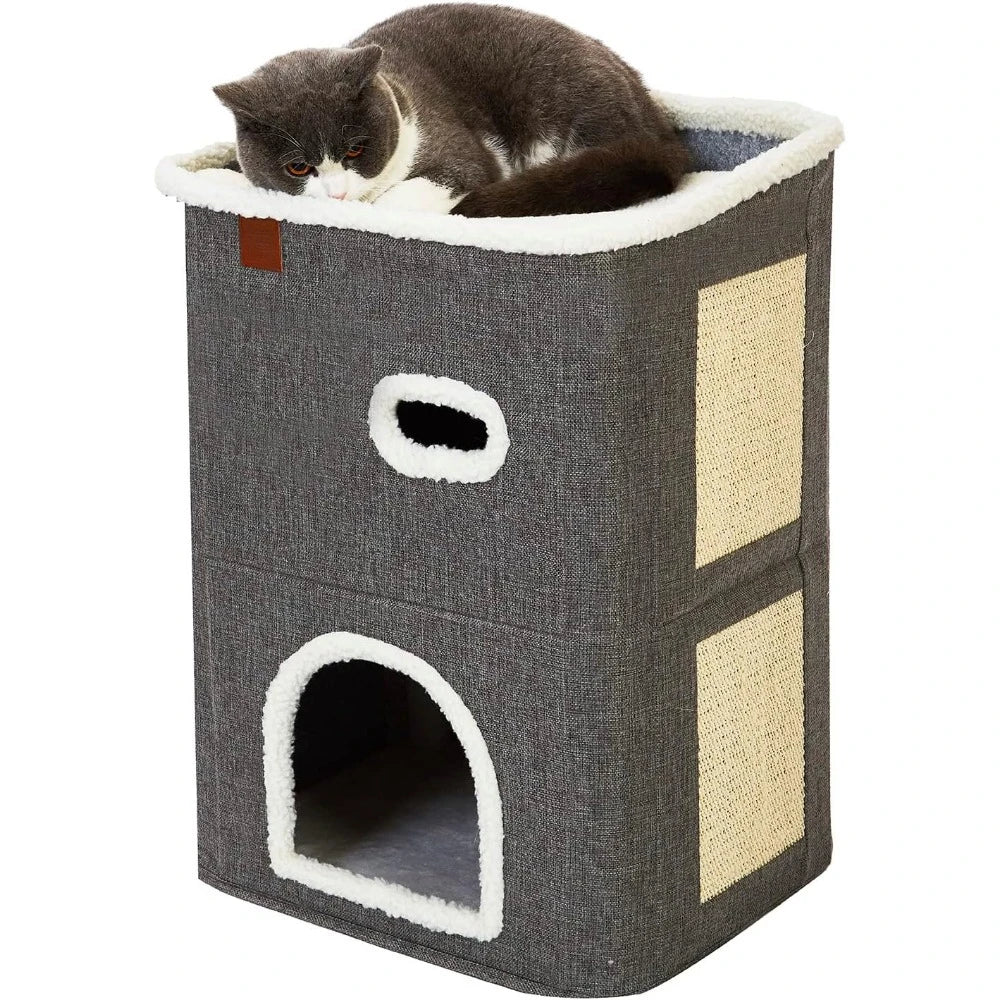 Hideaway Cave 2-Storey Cat House for Indoor Cats Bed