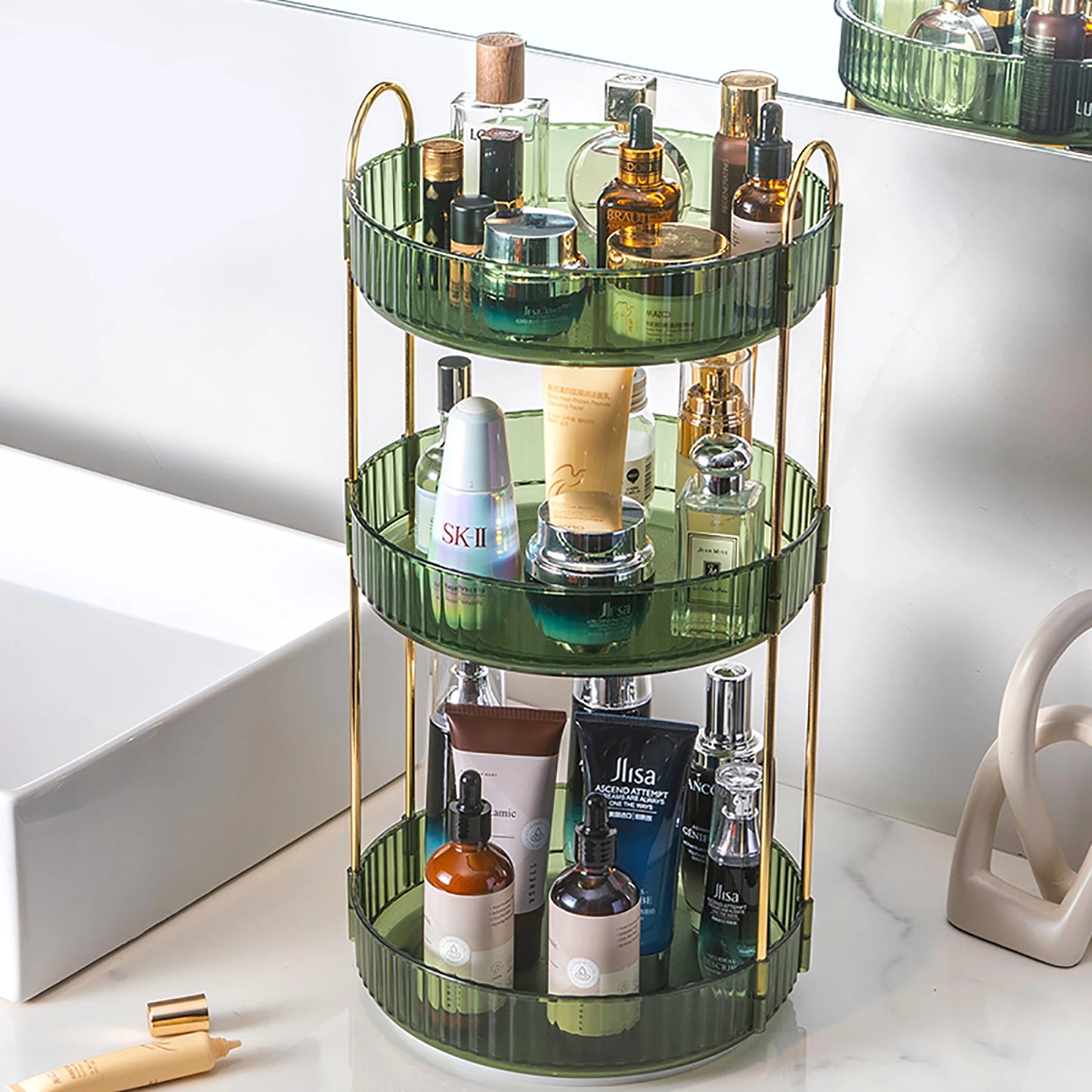 Rotating Makeup Organizer for Vanity 3 Tier