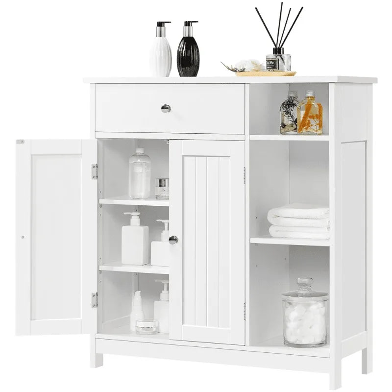 Large Storage Cabinet with Drawer for Bathroom Living Room, White