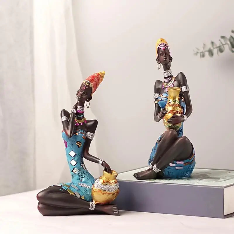 African Tribal Lady Statue for Bedroom Living Room Tabletop