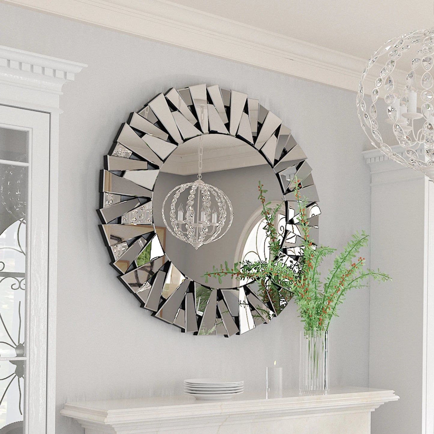 32" Wall Mirrors Decorative Round Sunburst Mirror Wall Decor