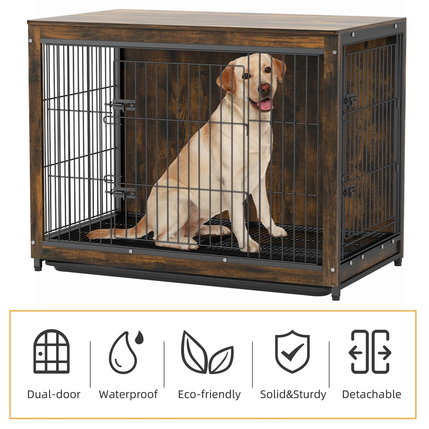 S M L 3 Sizes Dog Crate End Table Furniture Wood Metal Combine