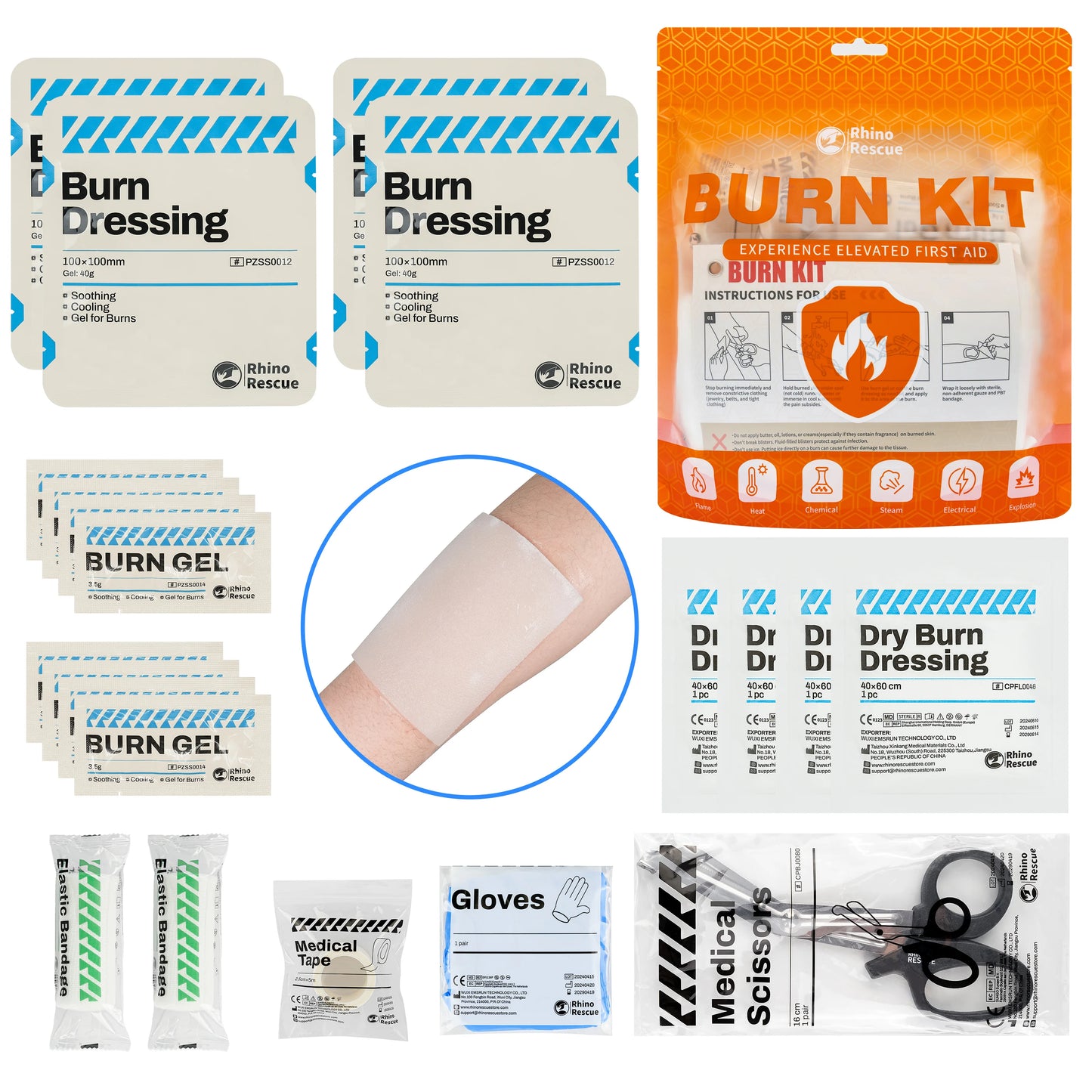 Burn Care Kit: Burn Dressings, Burn Gel Packets, Cooling Cream, Burn First Aid Kit