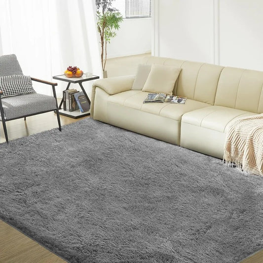 Ultra Soft Rug for Living Room, 5X8 Ft Grey Fluffy Shag Area Rug for homerug