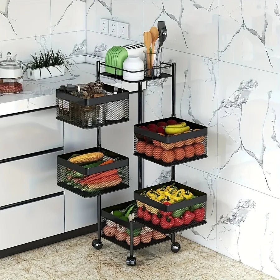 Rotating Kitchen storage rack on Wheels