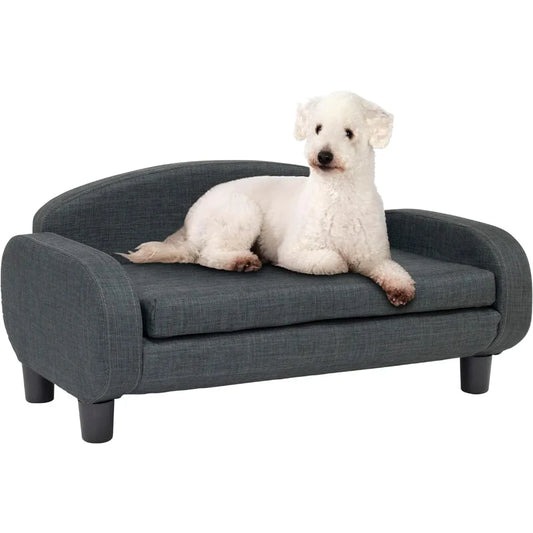 Pet Sofa Wide Low Back Lounging Bed With Removable Mattress Cover