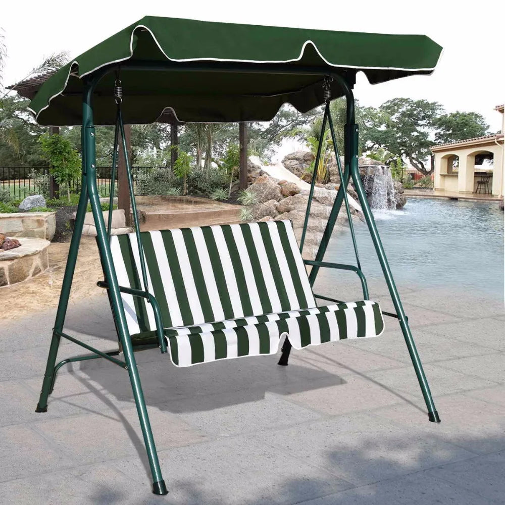 Loveseat Patio Canopy Swing Glider Hammock Cushioned Steel Frame Bench Outdoor Patio Swing Garden Furniture