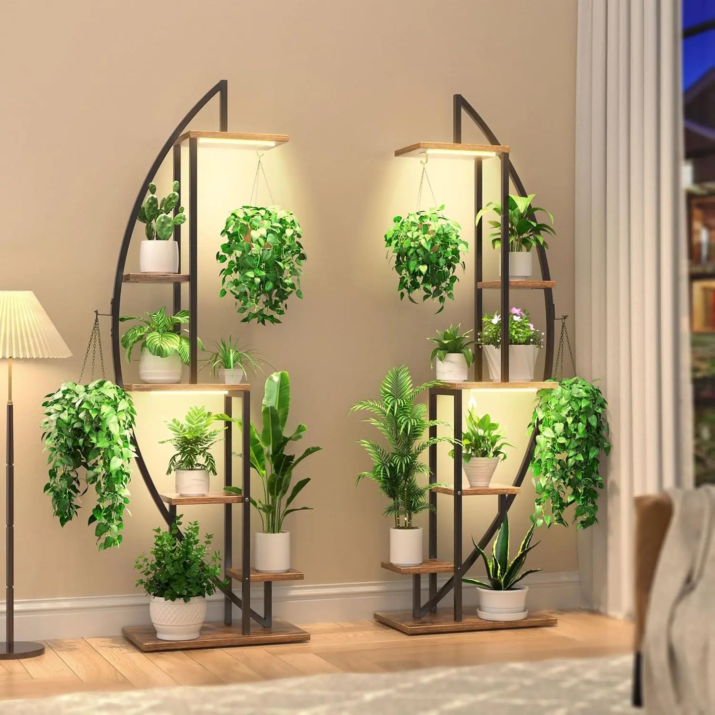 Stand Indoor with Grow Lights, 6-Tiered Tall Plant Shelf, 63"